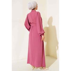 Robe décontractée Dusty Rose à manches ballon et col chemise - Product Image 3