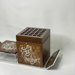 Premium Style Acrylic <b>Tray</b> Jar with Lid Wooden MOP Inlay Box and Incense burner Censer Bakhoor From Vietnam - Product Image 2