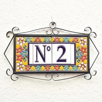 Plaque de porte brillante sur mesure Carreau de céramique artisanal de style espagnol moderne avec décorations de chiffres en lettres 3D pour intérieurs
