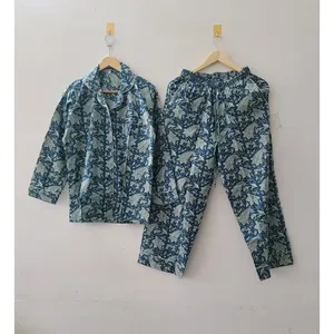 Chemise de nuit en jersey imprimé pour femmes Vinayakam, manches longues, vêtements de maison ODM, logo personnalisé, fermeture boutonnée, taille élastique, grande taille - Product Image 4