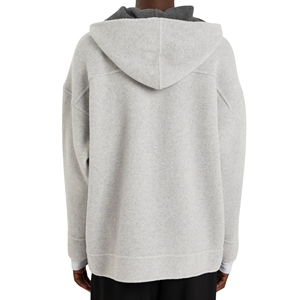 Vente en gros de sweats à capuche en laine mélangée surdimensionnés pour femmes, lavage à l'acide, jacquard, badge, fermeture éclair, tissu lourd, vêtements d'extérieur d'hiver, OEM - Product Image 4