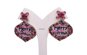 Aretes de Flores Lindos para Mujer con Diseño de Cuentas de Cristal y Diamantes de Imitación - Venta al por Mayor para Fiestas Navideñas - Product Image 2