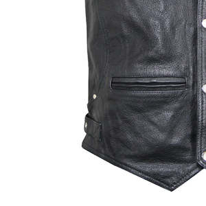 เสื้อกั๊กหนังแท้สำหรับผู้ชายแบบพรีเมี่ยมเสื้อกั๊กสำหรับนักขี่จักรยานหนังวัวแท้เสื้อกั๊กสำหรับขี่มอเตอร์ไซค์เสื้อกั๊กออกแบบโลโก้ได้ตามต้องการ - Product Image 3