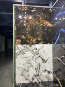 Carrelage de sol en céramique émaillée 80x160cm aspect marbre 32x64 pouces avec accent de marbre blanc veine dorée pour mur ou sol intérieur de maison - Product Image 6