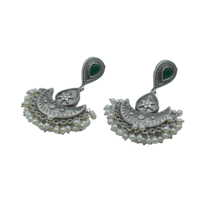 latest trending fashion 2024 Trending handmade <b>silver</b> look alike brass hoop <b>stud</b> <b>silver</b> matte earing for girls and women - Product Image 5