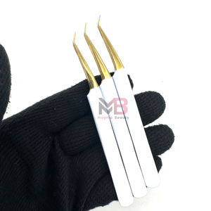 New <b>Silver</b> Polish Stainless Steel Lash Extension Tweezers <b>Set</b> High Quality Diamond Grip Eyelash Tweezer Logo Sustainable - Product Image 5