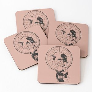 Mango <b>Wood</b>/Acacia <b>Wood</b> Over Printed Tea Serving Coasters 4 Pieces Set tea Coasters Kitchen Decoration Stone Costars - Product Image 3