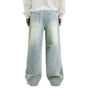 Jeans baggy en denim de haute qualité, streetwear décontracté, logo personnalisé, pour hommes - Product Image 2