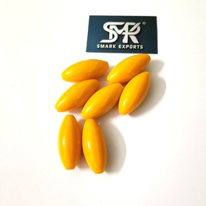 Perles ovales en résine écologique jaune vif pour la fabrication de bijoux et de colliers, finition lisse et brillante pour les travaux manuels de perlage - Product Image 5