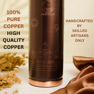 Factory Wholesale High Quality 100% Pure Copper Hammered 34OZ/<b>1</b> <b>Litre</b> Ayurvedic Purity Drinkware Leak-Proof Cooling <b>Water</b> <b>Bottle</b> - Product Image 4