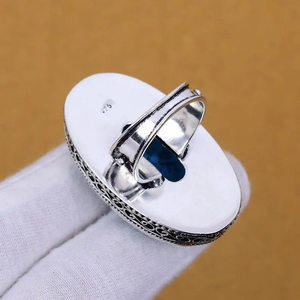 แหวนพลอยเทอร์ควอยซ์สีฟ้าแหวน925แข็งตัวเรือนเงินแท้ของขวัญแฮนด์เมดสำหรับราคาโรงงานของเธอ - Product Image 3