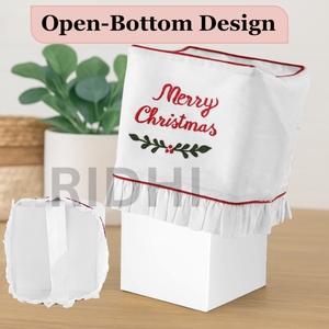 Fundas para Cajas de Pañuelos con Volantes Bordados de Navidad de RIDHI, Hechas a Mano, Florales, Clásicas, Ecológicas, Duraderas, de Tela de Algodón - Product Image 2