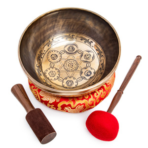 Cuenco tibetano hecho a mano con diseño de mandala y Vajra, ideal para meditación, yoga y curación con sonido de 6-12 pulgadas - Product Image 1