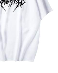 Camiseta Blanca Personalizada para Hombre, con Estampado Gráfico, Estilo Gótico, Urbano, de Algodón, Manga Corta, Verano, Casual, Holgada, a la Moda - Product Image 6