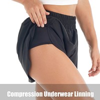 Shorts Deportivos para Mujer con Cierre de Cordón, Tejido Elástico en Cuatro Direcciones y Transpirable para Gimnasio, Yoga y Running