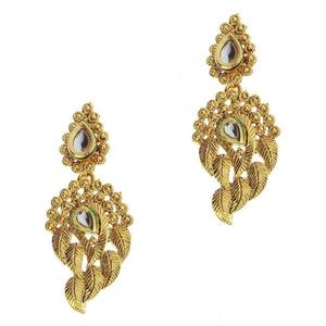 Kriaa Kundan Gold Plated Zinc Alloy Danglers Fine <b>Cuff</b> <b>Earrings</b>-1307221 - Product Image 1
