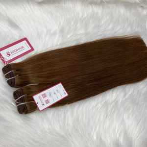 Extensiones de pelo Remy marrón claro teñido trama máquina recta 18 pulgadas virgen vietnamita al por mayor integración invisible - Product Image 2