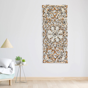 Plaque murale élégante de designer en bois de 16x36 pouces, fabriquée à la main comme sculpture unique pour une décoration murale élégante pour la maison - Product Image 6