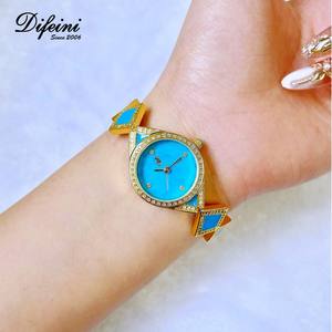 <span class=keywords><strong>Reloj</strong></span> <span class=keywords><strong>de</strong></span> Moda <span class=keywords><strong>de</strong></span> Lujo para Mujer, Esfera <span class=keywords><strong>de</strong></span> Turquesa Natural, Resistente al Agua 30M, Movimiento <span class=keywords><strong>de</strong></span> Cuarzo Japonés Miyota, Correa <span class=keywords><strong>de</strong></span> Latón Chapada en Oro, Último Modelo - Product Image 2