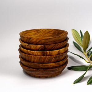Bol en bois d'olivier poli artisanal, écologique, plat à anneaux classique et serveur de condiments, pièce unique. OliasCGstore - Product Image 5