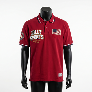Mens Polo <b>Shirt</b> 220 GSM Cotton Polyester Pique Maroon Custom Embroidery Patch Logo Premium Fit Men's Polo <b>Shirts</b> - Product Image 1
