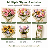Buket Bunga Rajut Tahan Lama Buatan Tangan yang Dapat Disesuaikan, Bunga Mawar Tulip dari Benang untuk Ulang Tahun, Hari Jadi, Pernikahan, Dekorasi Rumah