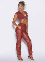 Derniers pantalons de survêtement personnalisés rouge brique pour femmes Liquid Cargos Scrunch Butt Joggers Pantalons de survêtement en tissu doux au toucher pour femmes Pantalons pour femmes