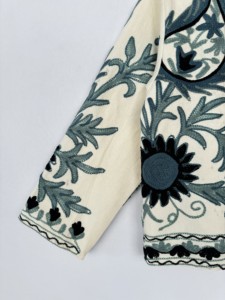 Suzani เสื้อแจ็คเก็ตปักลาย, เสื้อคลุม suzani ผ้าฝ้าย, เสื้อโค้ทแจ็คเก็ตฤดูหนาว, แจ็คเก็ตสั้น suzani, แจ็คเก็ตปักมือสำหรับ - Product Image 4