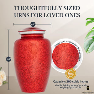 Urne funéraire artisanale rouge de style américain/européen de 10 pouces avec sac en velours, écologique et design personnalisable - Product Image 5
