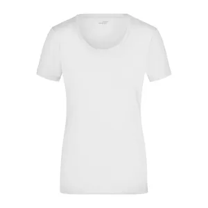 T-shirt da donna personalizzata girocollo in tessuto elasticizzato per articoli promozionali - Product Image 2