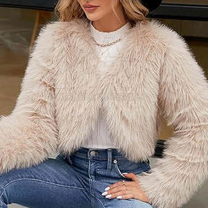 Manteau court chaud d'hiver Logo personnalisé Femmes Veste en fausse fourrure courte OEM ODM Manteau en fourrure courte Prix d'usine - Product Image 3