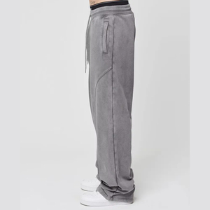 Pantalones Deportivos Casuales de Algodón Lavado al Ácido para Hombre, Personalizados, con Logotipo, de Felpa, Ecológicos, Ligeros, con Cintura Elástica y Pierna Ancha - Product Image 3