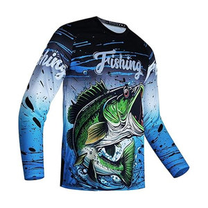 Camiseta de pesca de manga larga unisex, Camiseta estampada de secado rápido transpirable y ligera, tela de refrigeración UPF 50 - Product Image 1