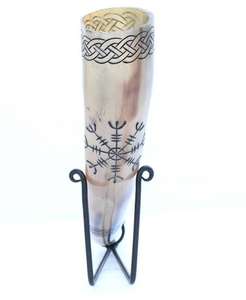 Real Horn Handmade Viking Medieval <b>Large</b> Engraved Drinking Horn Shiny Polished Suitable for <b>Gifting</b> - Product Image 3