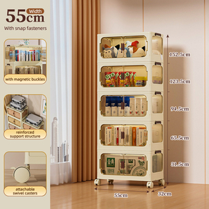 Mới Đến Đa Cấp Dày Gấp Quần Áo Đồ Ăn Nhẹ Tủ Lưu Trữ Đa Năng Đồ Lặt Vặt Di Chuyển Lưu Trữ Kệ Với Bánh Xe - Product Image 4