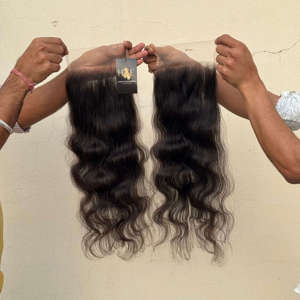 Línea de cabello natural 13x6 13x4 6x6 Cierre de encaje frontal con mechones de cabello, proveedores de cabello humano virgen de templo indio de alta calidad - Product Image 2