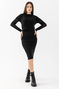 Prendas de punto especiales para mujer Estilo de dos piezas Suéter de manga larga Correa Vestido interior Ajuste cómodo Oficina, Traje de punto diario - Product Image 6