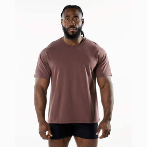 Merlot T-Shirt Homme 94% Coton 6% Spandex Signature Performance Coupe Raglan Ajustée Manches Courtes Epaule Goutte Col Ras Du Cou - Product Image 1