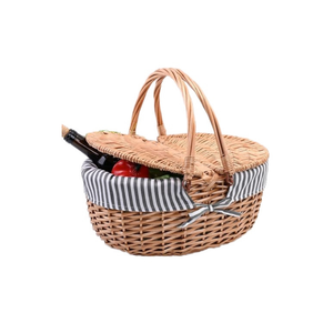 Venta al por mayor personalizable cesta de almacenamiento de ratán con asas al aire libre Camping Picnic cesta con tapa Vietnam suministro directo de fábrica - Product Image 2