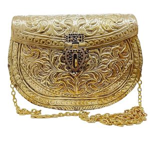 Boîte à bijoux en laiton décorative avec un design unique, pochette en laiton faite à la main pour les vêtements ethniques indiens, pochette en laiton à finition antique - Product Image 1