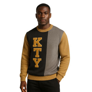 Suéter de Punto de Tres Tonos Negro Alfa de la Fraternidad Griega Divine Nine, Suéter de Punto Varsity con Bordado de Chenilla Premium, Prenda de Moda - Product Image 1