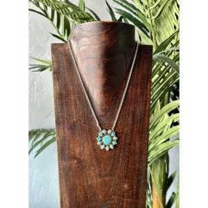 Southwest Handmade Multi Stone Sterling Silver Cluster Necklace Bezel <b>Set</b> - Product Image 2