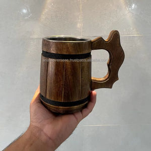 Vaso de Cerveza de Madera Maciza Natural con Acabado Pulido, OEM/ODM Disponible - Product Image 1