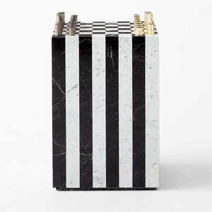 Modern Fori Marble Game Side Table Black and White Elegant Centerpiece for Home Decor Living Room Entertainment From India - Product Image 2