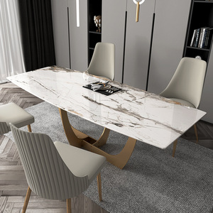 Juego de Mesa de Comedor Rectangular de Estilo Nórdico, Moderno, Sencillo, Italiano, de Lujo, con Patas Estables de Acero Inoxidable para el Hogar - Product Image 5