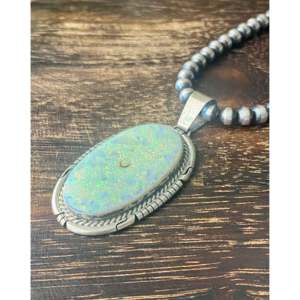 Dave Skeets White <b>Opal</b> & Sterling Silver <b>Pendant</b> Bezel Setting Rose Gold Rhodium Plating Religious Style Charm Number Pattern - Product Image 4