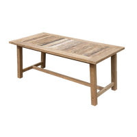 Table à manger pliable rustique simple Rappy en teck massif recyclé avec finition naturelle, mobilier d'extérieur