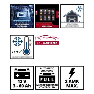 Cargador de Batería de Coche Automático Einhell CE-BC 2M 12V para AGM/Pb 3-60 Ah, También para Motocicletas - Product Image 4