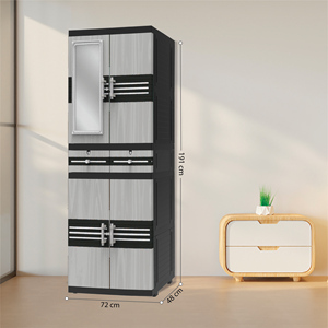 Multi function dual door plastic cabinet <b>with</b> mirror suitable for indoors and outdoors <b>storage</b> needs <b>with</b> vast <b>storage</b> space - Product Image 3