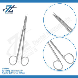 Kelly Regular Cut Curved Operating Scissors 160mm Stainless Steel Manual <b>Dental</b> Use High Quality Easy Operation - Product Image 3